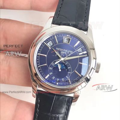 Perfect Replica 40mm Patek Philippe Annual Calendar 5205g Blue Face Moonphase Watch